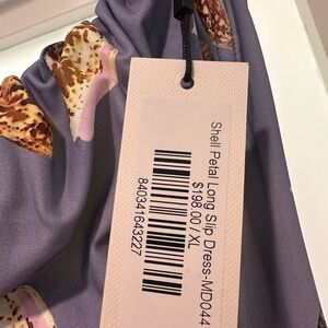 Montce Shell Petal Long Slip Dress - Purple and Cream